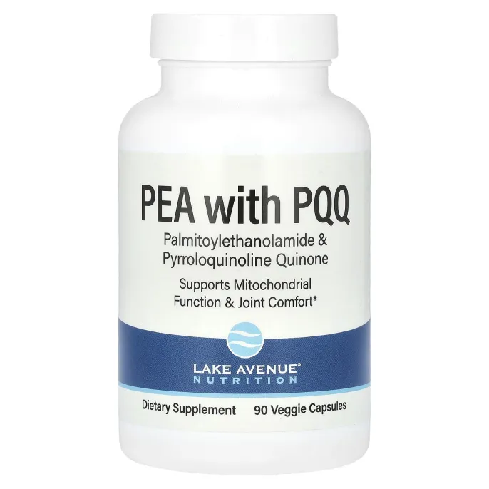 Lake Avenue Nutrition, ПЭА (пальмитоилэтаноламид) с PQQ, 90 растительных капсул
