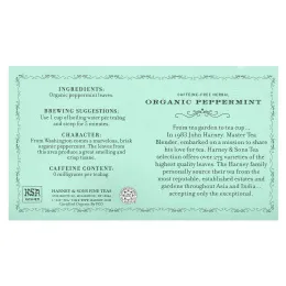 Harney & Sons, травяной чай, органическая перечная мята, без кофеина, 50 чайных пакетиков, 50 г (1,76 унции)