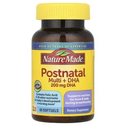 Nature Made, Postnatal Multi + DHA, 60 мягких таблеток