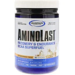 Gaspari Nutrition, Супертопливо для восстановления и повышения выносливости с BCAA (аминокислоты с разветвленной цепью) Aminolast, Манго-апельсин, 14,8 oz (420 г)