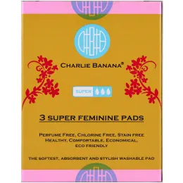 Charlie Banana, Женские прокладки с цветочным дизайном, супер, 3 штуки