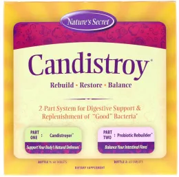 Nature's Secret, Candistroy, набор из 2 частей, 2 бутылочки по 60 таблеток