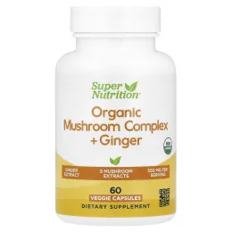 Super Nutrition, комплекс органических грибов с имбирём, 60 вегетарианских капсул