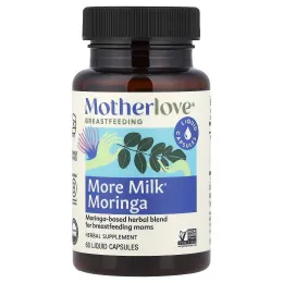 Motherlove, грудное вскармливание, моринга для повышения лактации, 60 капсул с жидкостью
