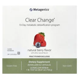Metagenics, Clear Change, 10-дневная программа метаболической детоксикации, натуральные ягоды, набор из 3 предметов