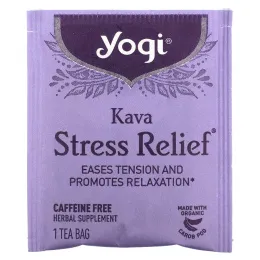 Yogi Tea, Kava Stress Relief (Кава антистресс), без кофеина, 16 чайных пакетиков, 36 г (1,27 унции)