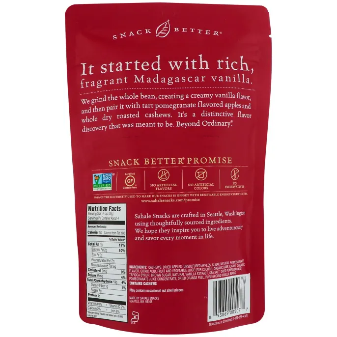 Sahale Snacks, Кешью с гранатом и ванилью, 4 унции (113 г)