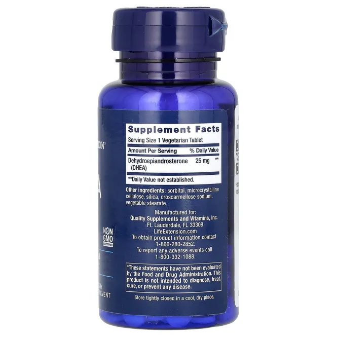 Life Extension, DHEA, 25 мг, 100 растворимых во рту таблеток
