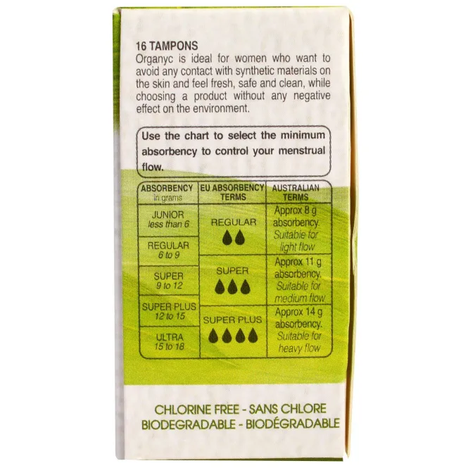 Organyc, Органические тампоны, 16 супервпитывающих тампонов