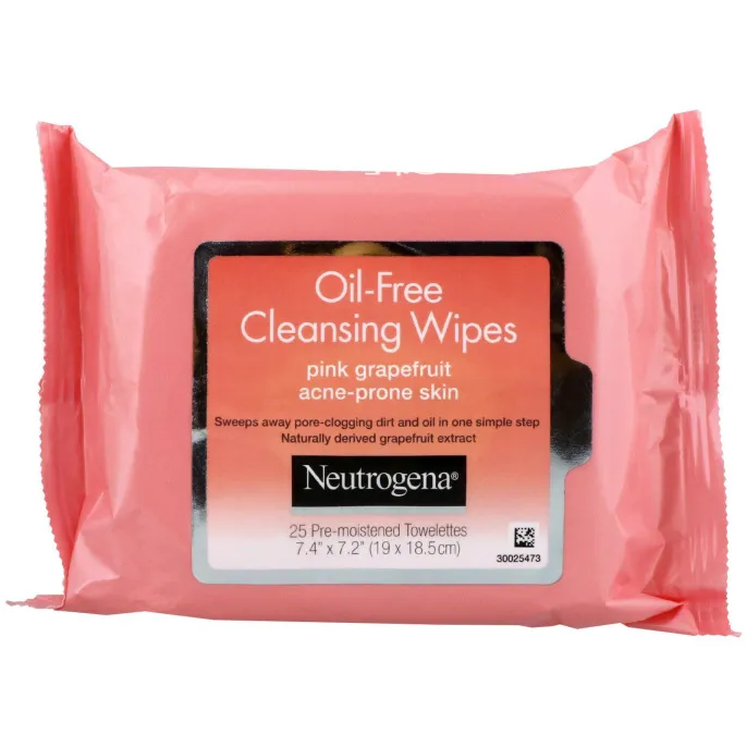 Neutrogena, Очищающие салфетки без жира, Розовый грейпфрут, 25 влажных салфеток
