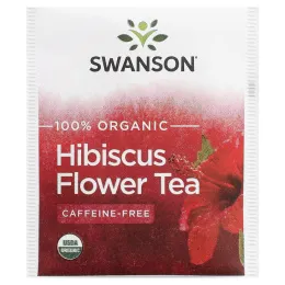 Swanson, 100% органический чай из цветков гибискуса, без кофеина, 20 чайных пакетиков, 40 г (1,4 унции)