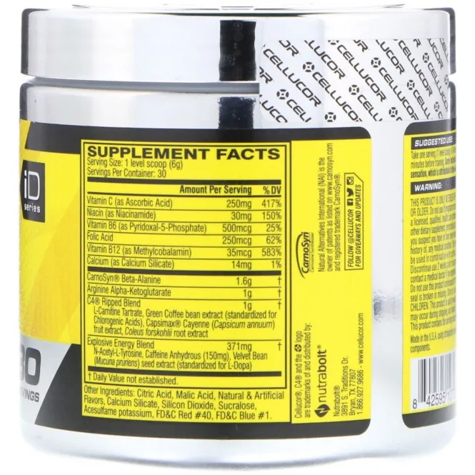 Cellucor, C4 Ripped Pre-Workout, Berry Brainiacs, 6.3 oz (180g)
