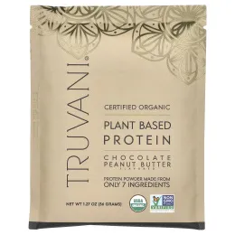 Truvani, Растительный протеиновый порошок, шоколад и арахисовая паста, 10 пакетиков по 36 г (1,27 унции)
