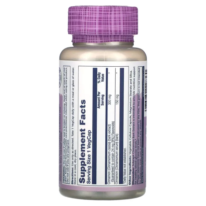 Solaray, Vital Extracts, корица, 300 мг, 60 растительных капсул