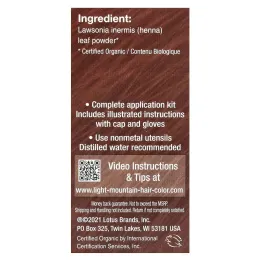 Light Mountain, Органическая натуральная краска для волос и кондиционер, красный, 4 унции (113 г)