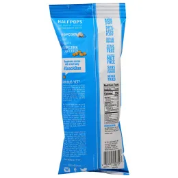 Halfpops, Необычно Хрустящий Попкорн, Масло и Чистая Морская Соль, 4,5 унций (128 г)
