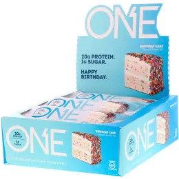 One Brands, One Bar, торт на день рождения, 12 батончиков, 2,12 нц. (60 г) каждый