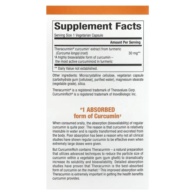 Natural Factors, CurcuminRich, Theracurmin, куркумин, 30 вегетарианских капсул