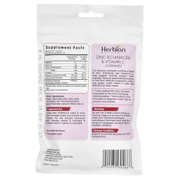 Herbion Naturals, Леденцы с цинком и эхинацеей и витамином C, вишня, 25 пастилок
