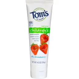 Tom's of Maine, Натуральная детская зубная паста с фтором, Клубничный вкус, 4,2 унции (119 г)