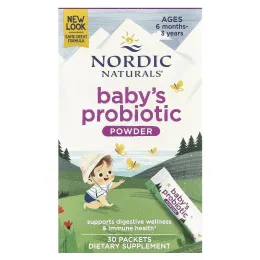 Nordic Naturals, Порошок с пробиотиками для детей, от 6 месяцев до 3 лет, 30 пакетиков по 1,45 г (0,05 унции)