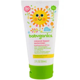 BabyGanics, Солнцезащитный лосьон на основе минералов, фактор защиты SPF 50+, 59 мл (2 унц.)