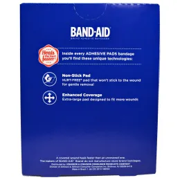 Band Aid, Adhesive Bandages, Adhesive Pads, Large, 10 Pads