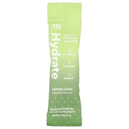 310 Nutrition, Hydrate, Electrolyte Drink Mix, Lemon-Lime , 30 Sticks, 0.18 oz (5.1 g) Each