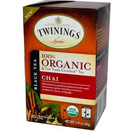 Twinings, 100% органический черный чай, 20 пакетиков, 1,41 унции (40 г)