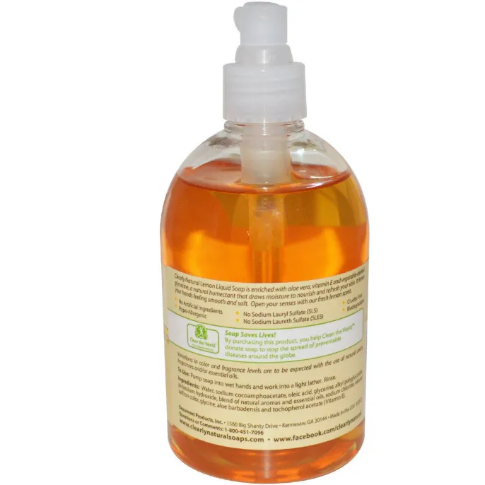 Clearly Natural, Essentials, глицериновое мыло, лимон 12 жидких унции (354 мл)