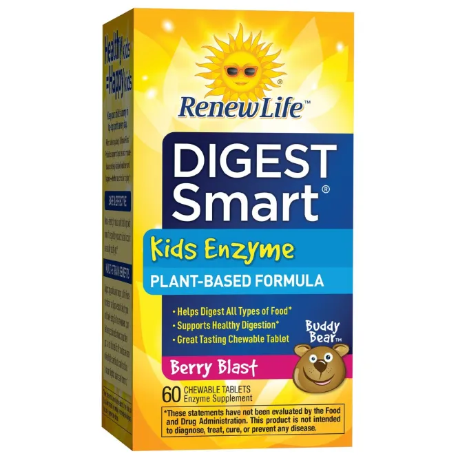 Renew Life, Digest Smart, Kids Enzyme, ягодный взрыв, 60 жевательных таблеток