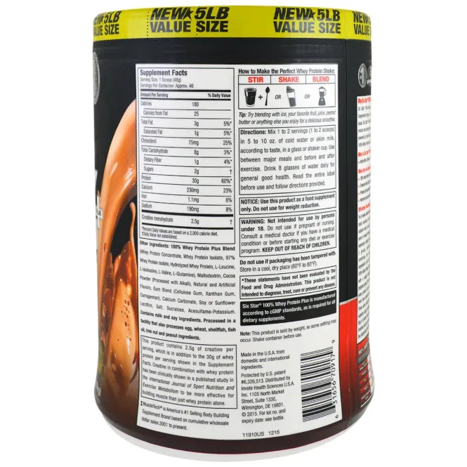 Six Star, Серия Elite, 100% сывороточный протеин плюс, тройной шоколад, 5,00 фунтов (2,27 кг)