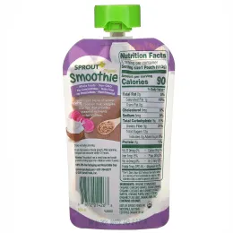 Sprout Organics, детское питание, безмолочный смузи, от 12 месяцев, ягоды, виноград, кокосовое молоко, овощи и семена льна, 113 г (4 унции)