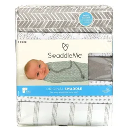 Summer Infant, SwaddleMe, Original Swaddle, Small Medium, 0-3 Months, Grey, 5 Pack