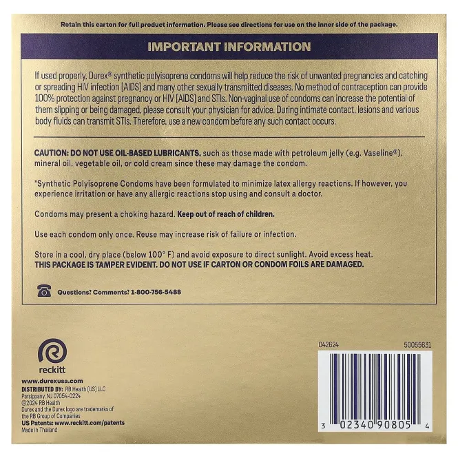 Durex, Real Feel Non-Latex, Regular Fit, 36 полиизопреновых презервативов