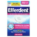 Efferdent, Антибактериальное средство для очищения зубных протезов, комплексная очистка, 102 таблетки