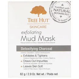 Tree Hut, Уход за кожей, отшелушивающая грязевая маска, угольная детоксикация, 82 г (2.9 oz)