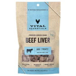 Vital Essentials, сублимированные лакомства для собак, со вкусом говяжьей печени, 59,5 г (2,1 унции)