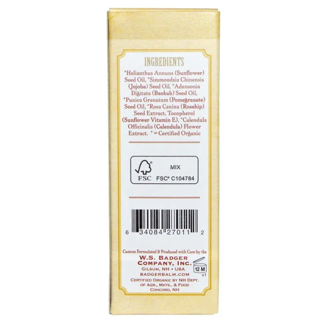 Badger Company, Масло для кожи лица без запаха, для чувствительной кожи, 1 жидкая унция (29.5 мл)