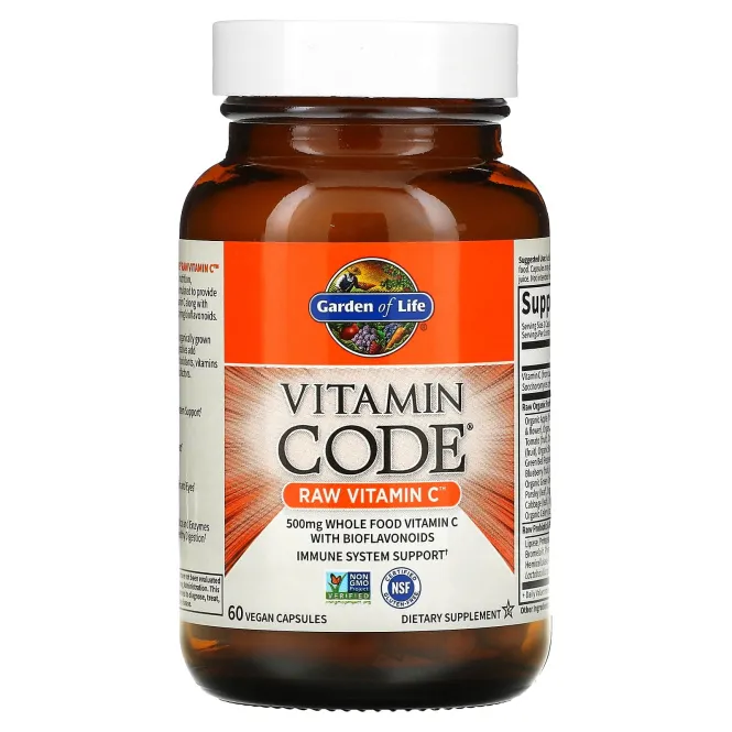 Garden of Life, Vitamin Code,  витамин С из сырых продуктов, 60 веганских капсул