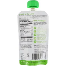 Plum Organics, Органическое детское питание, этап 2, груша, зеленая фасоль и греческий йогурт, 3,5 унции (99 г)