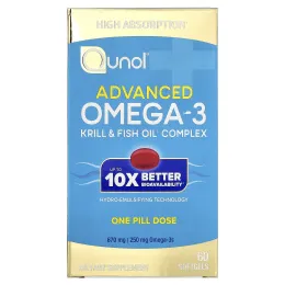 Qunol, улучшенная омега-3, 60 мягких таблеток