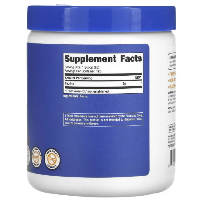 Nutricost, таурин, без добавок, 250 г (8,9 унции)