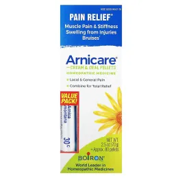 Boiron, Крем Arnicare, избавление от боли, без запаха, 2,5 унций (70 г), прибл. 80 гранул
