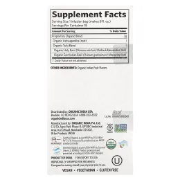 Organic India, чай с тулси и ашвагандой, без кофеина, 18 пакетиков для заваривания, 36 г (1,27 унции)