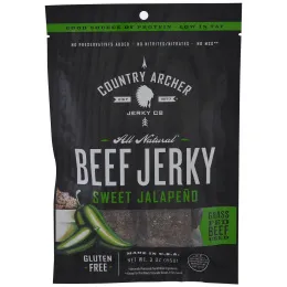 Country Archer Jerky, Натуральная вяленая говядина, Сладкий халапеньо, 3 унции (85 г)