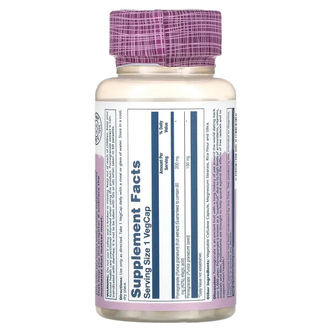 Solaray, Vital Extracts, гранат, 200 мг, 60 растительных капсул