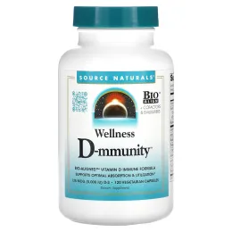 Source Naturals, Wellness D-mmunity, 5000 МЕ, 120 вегетарианских капсул (2500 МЕ в 1 капсуле)
