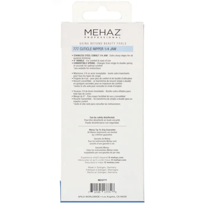 Mehaz, Щипчики для кутикулы № 777 с размером лезвия 1/4, 1 шт.