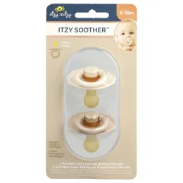 itzy ritzy, Itzy Soother ™, пустышки с сосками из натурального каучука, для детей от 6 до 18 месяцев, кокос и тосты, 2 пустышки